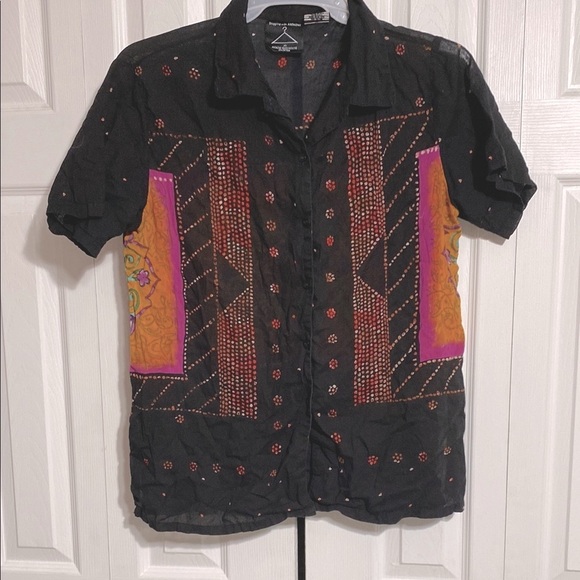 Vintage cotton Anthony Mark Hankins Button down shirt top blouse size MEDIUM - Picture 1 of 13
